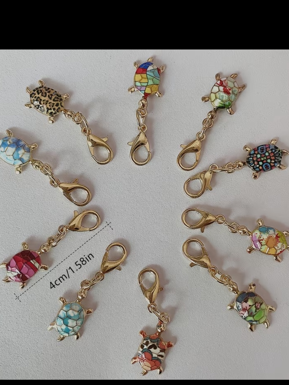 (5) RANDOM Gold Turtle Mosaic ZIPPER PULL Charms - Picture 2 of 3